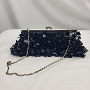 Sequin Black Hand Bag Clutch Purse